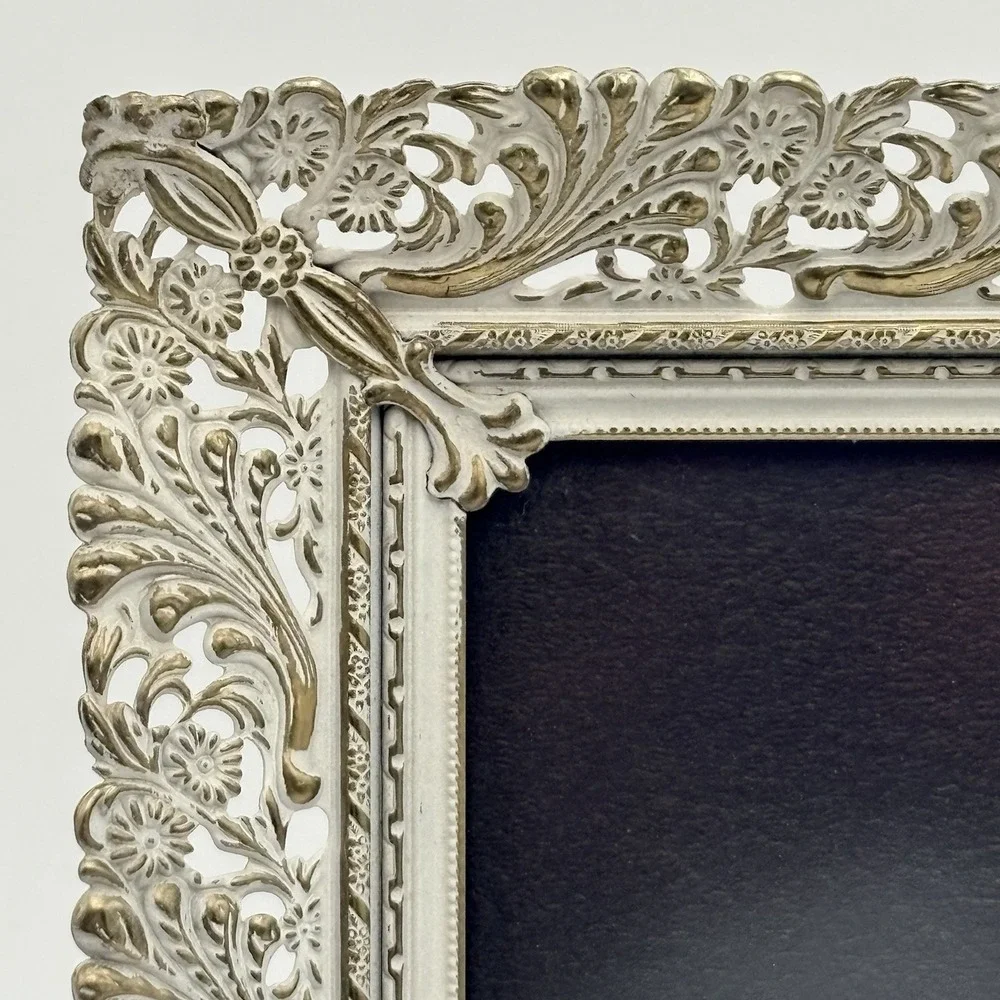 Vintage Ornate White‎ Gold 8x10 Picture Frame Florentine Style Regency Filigree
